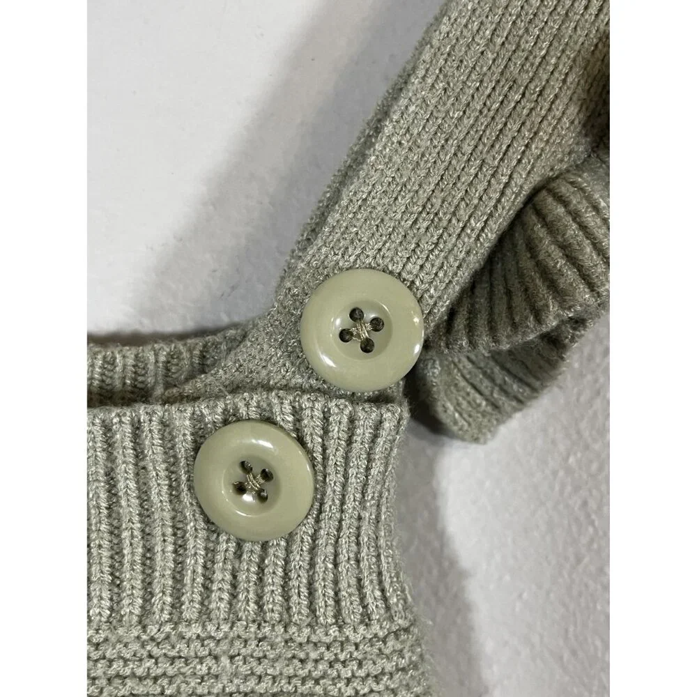 Retro Knit Sweater Romper 12M Green Boho Indie Folk Neutral Minimalist Chic Arts